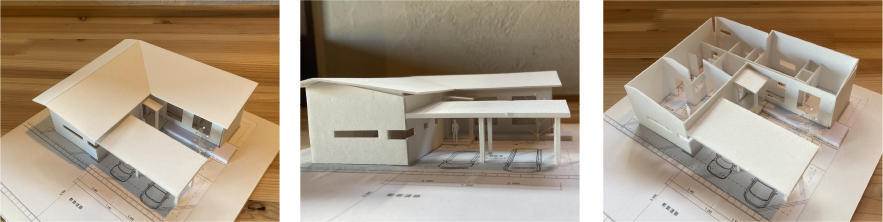 軽やかな大屋根の家平屋模型